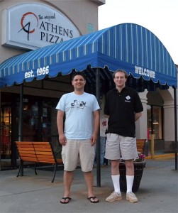 Sam and Smokey outside Athens Pizza, May 25, 2010 Sam and Smokey